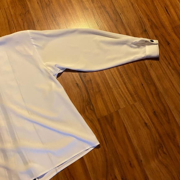 Tess Vintage Women’s White/Navy Button Blouse Size 10 - Picture 15 of 16